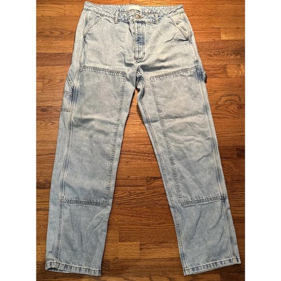 ASOS Design Carpenter Jeans Light Wash Blue Mens 34x32 Button-fly - Picture 2 of 7